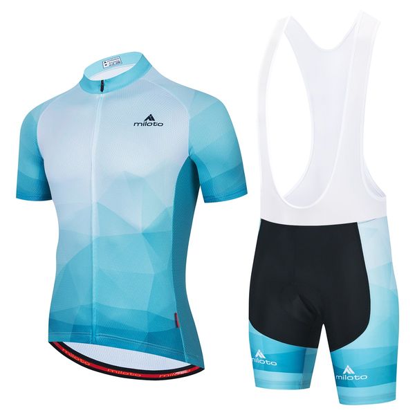 2024 luz azul verão pro conjunto camisa de ciclismo respirável equipe corrida esporte kits bicicleta dos homens roupas curtas m36