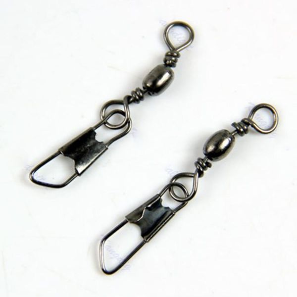 

100pcs carbon steel plate brass barrel swivel 35mm solid rings fishing pin connector with interlock snap txtb1 hooks