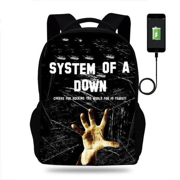 

school bags system of a down backpack for boys&girls teenager usb charge children's kids laptop