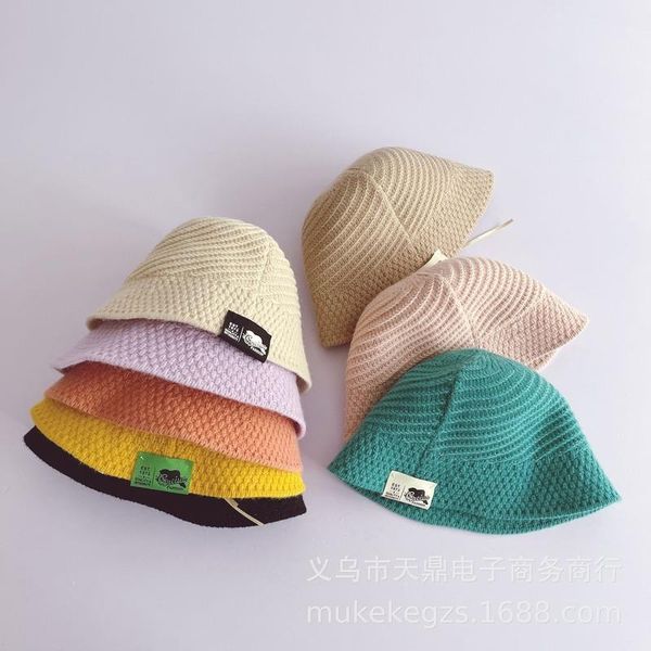 

caps & hats personality children big standard bucket hat tide fan boy and girl catwalk show solid color fisherman toddler kids basin, Yellow
