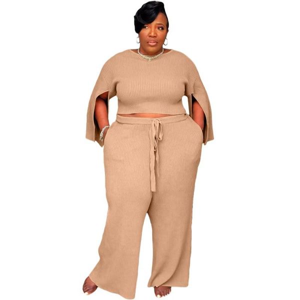 

plus size tracksuits 5xl 4xl two piece sets women autumn loose lounge set split o-neck and pants matching large big 3xl, Black