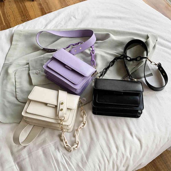 

vintage pu leather crossbody women chain solid color small shoulder handbag simple female daily bag