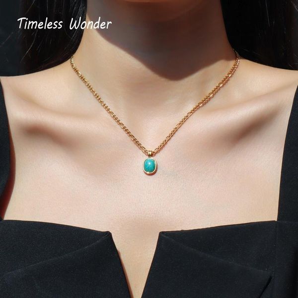 

chokers timeless wonder titanium geo amazonite chains necklace for women fashion jewelry gothic trendy ins party fancy gift egirl 3137, Golden;silver