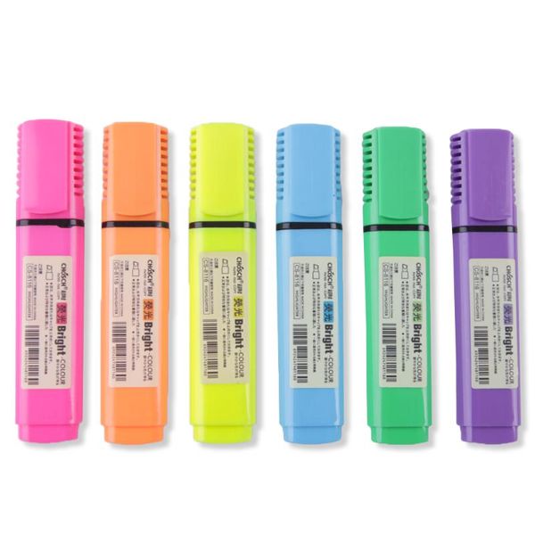 

highlighters chosch cs-8116 bright highlighters, chisel tip, assorted 6 colors, 6-count (6), Black;red