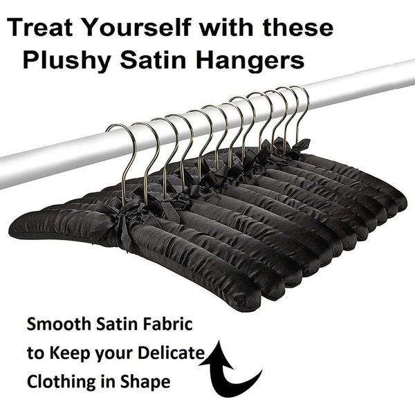 

15inch large satin padded hangers with gold hooks silk hanger for wedding dress clothes coats suits blouse & racks