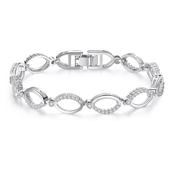

link, chain women's classic o-shaped bracelet 3a cubic zirconia fashion accessories, Black