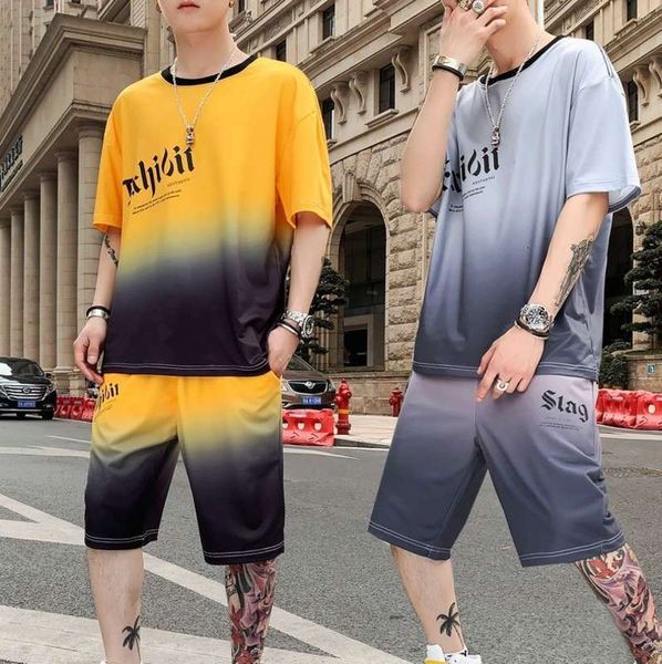 

t-shirt sleeve tracksuits short men's sportswear suit, Gray