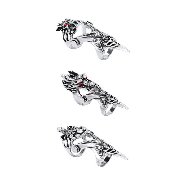 

cycling caps & masks 3pcs punk style hand rings exquisite man retro finger joint, Black