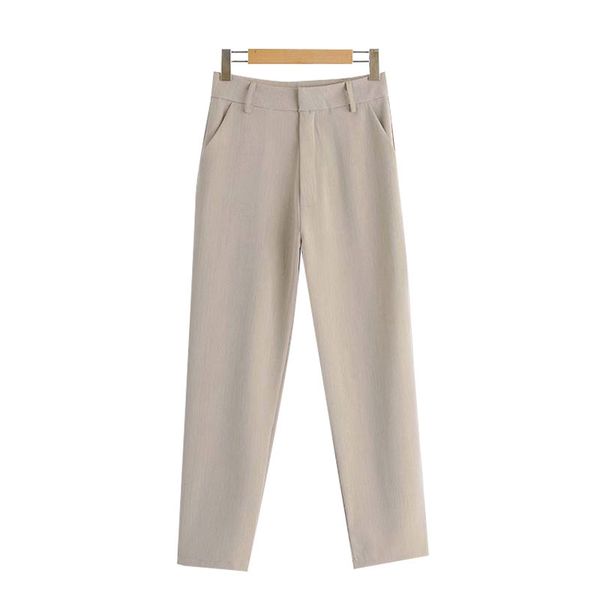 

women chic fashion office wear side pockets pants vintage high waist zipper fly female ankle trousers pantalones 210521, Black;white