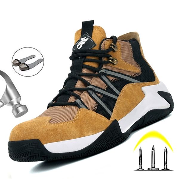 

work safety boots steel toe cap work shoes sneakers men anti-smash safety shoes indestructible male security footwear 211023, Black