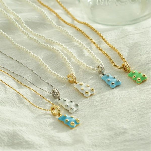 

chains hecheng, candy color mini bear charms chain, nice hanger diy creative jewelry, wholesale accessroies for women, Silver
