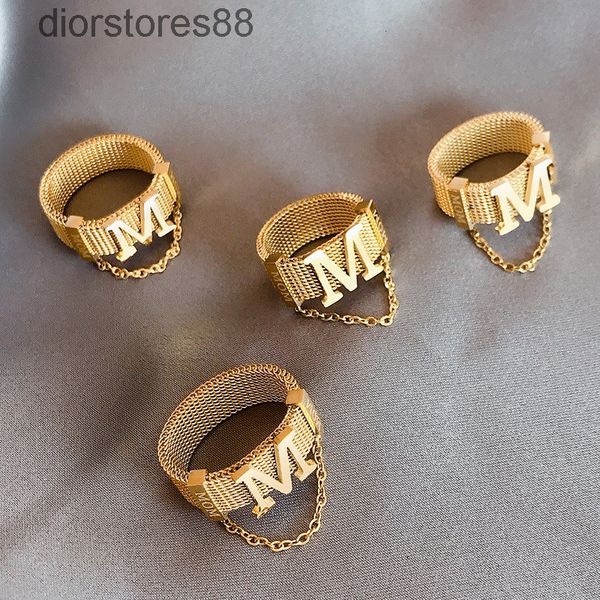 

ring exaggerated bracelet female m-letter design sense of minority titanium steel jewelry index finger hip hop fashion personality, Silver
