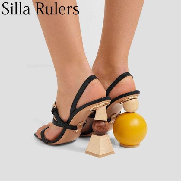 

silla rulers 2021 summer strange style women's sandals back strap open toe women block heel personality, Black