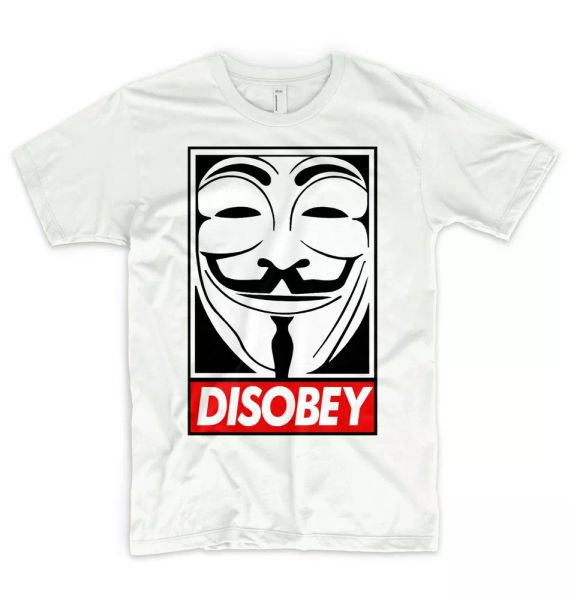 

disobey t shirt guy fawkes mask anonymous mr. robot hacker v for vendetta, White;black