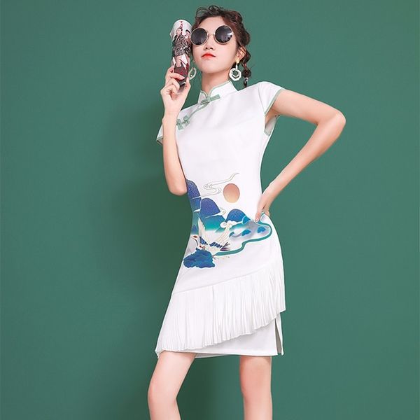 

2021 fashion modern trend cheongsam dress for women summer black short sleeve qipao oriental traditional chinese clothing 12007, Red