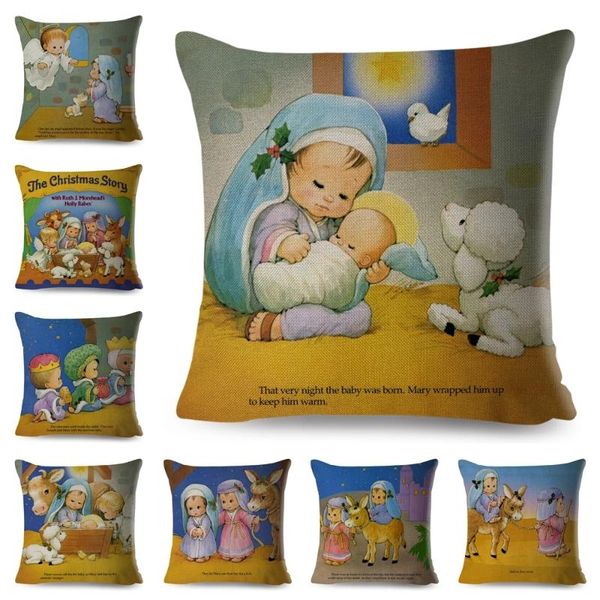 

cushion/decorative pillow christmas story cushion cover decor cartoon fairy tale case for children room sofa home polyester pillowcase 45x45