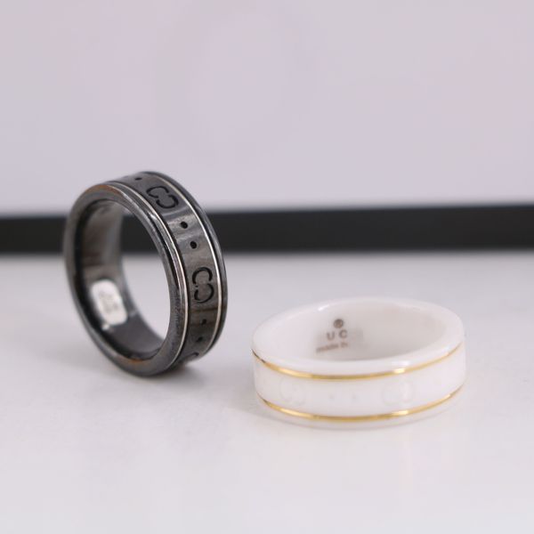

75% off luxury jewelry new black and white ceramic wide version ring engraved couple pair light luxury style