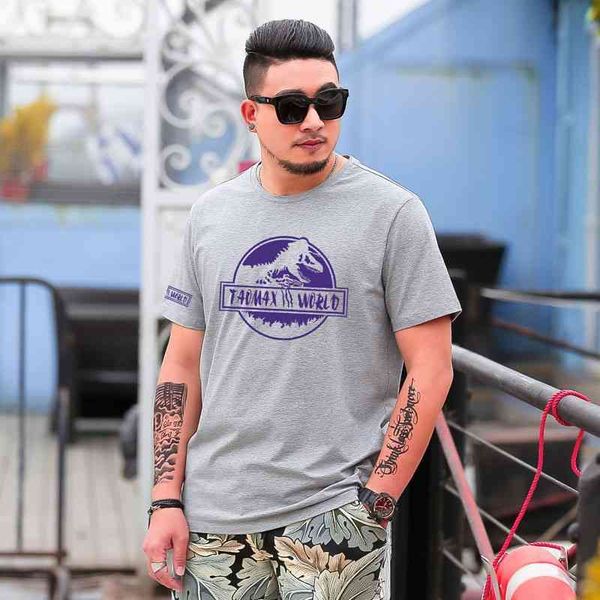 

chao brand summer short sleeve t-shirt men's jurassic purple dinosaur print large loose t-shirt t1661-74, White;black