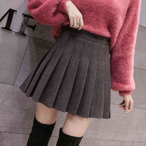 

skirts autumn woolen a-line pleated short skirt women's winter college style high waist a- line skorts 2au9, Black