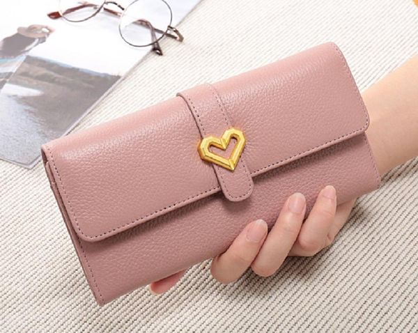 

wallets -selling leather ladies' long the heart-shaped drawstring wallet fashion clasp, Red;black