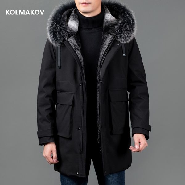 

2021winter new arrival hat detachable men's coat 90% white duck down jackets men casual jacket male size m-5xl, Black