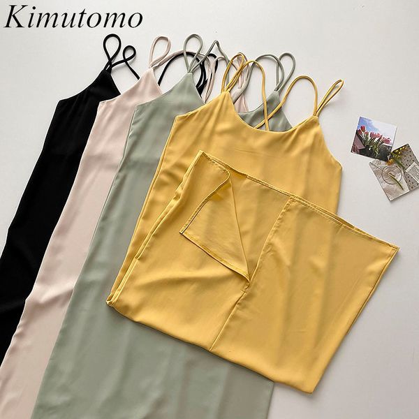 

kimutomo elegant sling dress women summer korean office lady off shoulder split solid color slim vestido fashion 210521, Black;gray