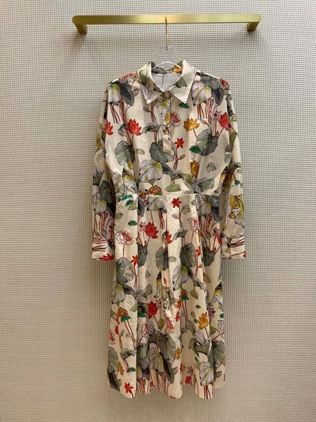 

casual dresses 2021 autumn women's fashion lotus flower shirt, Black;gray