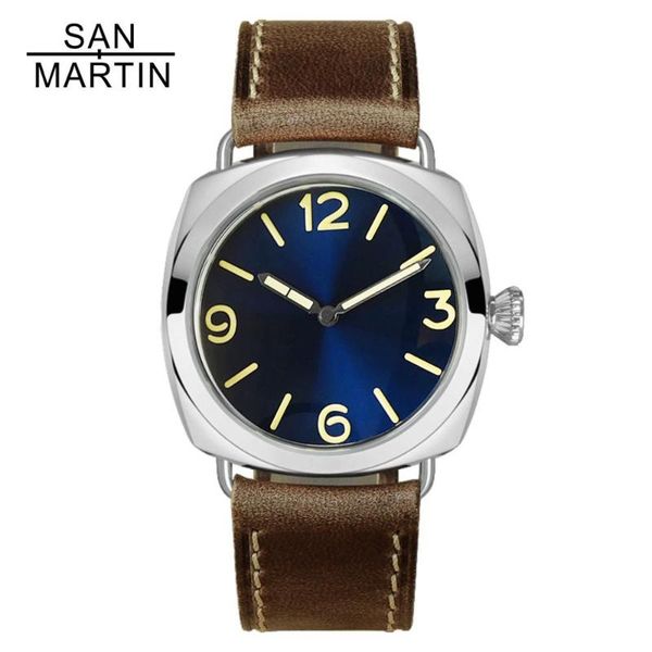 

wristwatches san martin stainless steel fashion dress automatic men's watch holvin leather strap 200m water resistant mechanical wrist, Slivery;brown