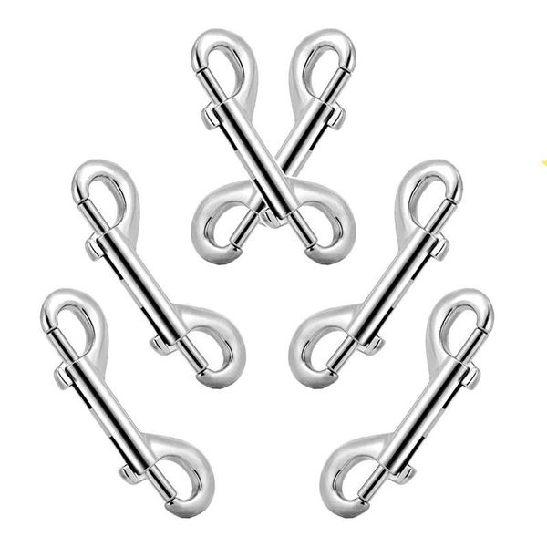 

keychains 6pcs 3.5inch double ended bolt snap hooks trigger chain metal clips keychain for water bucket feed agricultural, Silver