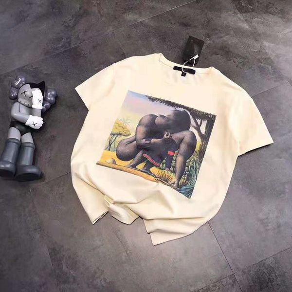 

design clothing summer 2021 new fashion museum series orangutan print short sleeve t-shirt for men and women 072105, White