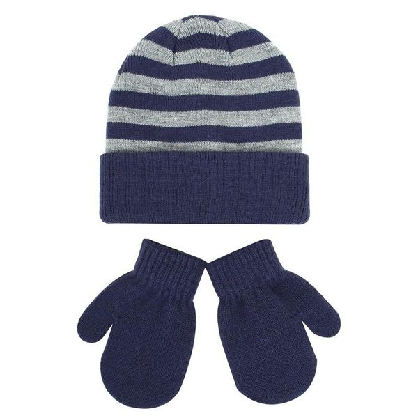 

caps & hats children's hat and gloves for boys girls striped knitted warm two-piece set child, Yellow