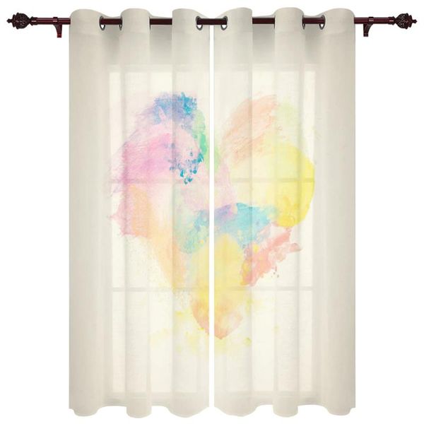 

exquisite home curtains heart watercolor living room bedroom kitchen translucent polyester decorative curtain & drapes