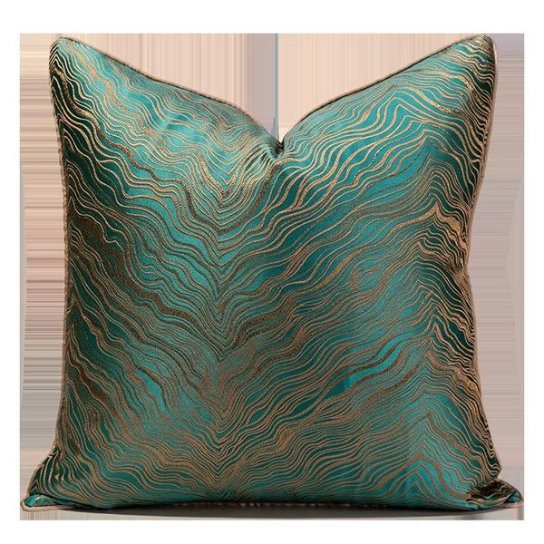 

light luxury cushion cover high grade satin abstract striped green jacquard lumbar pillowcase bed sofa office chair home decor cushion/decor