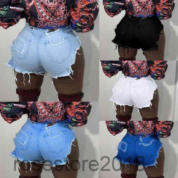 

5 colors selling women shorts summer new designer fashion women's street style ins net red solid color wear and tear stretch jeans, White;black