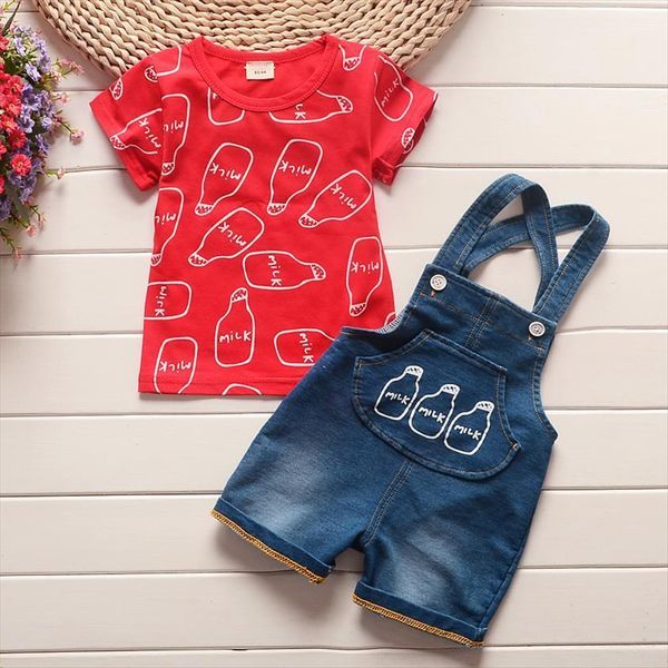 

summer boys clothing sets 1 4y fashion tie t shirts stripe short 2pcs suit children clothes for bebe, White