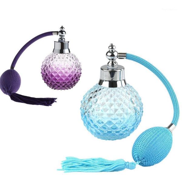 

100ml vintage crystal perfume refillable bottle atomizer long tube balloon spray liquid storage empty bottles1