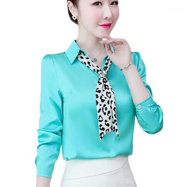 

fashion print bow lace-up chiffon blouse women shirts long sleeve korean shirt plus size blouses blusas mujer women's, White
