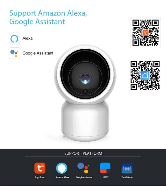 

tuya smart life ip camera wifi surveillance ptz for home security indoor compatible with alexa google cameras