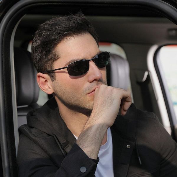 

sunglasses metal trend polarized for men fashion outdoor driving fishing square colorful retro eyeglasses uv protection, White;black