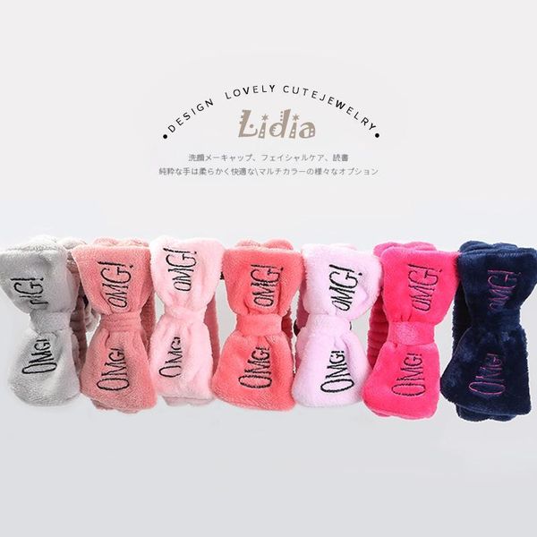 

letter coral fleece wash face bow hairbands for women girls headbands headwear hair bands turban accessories1