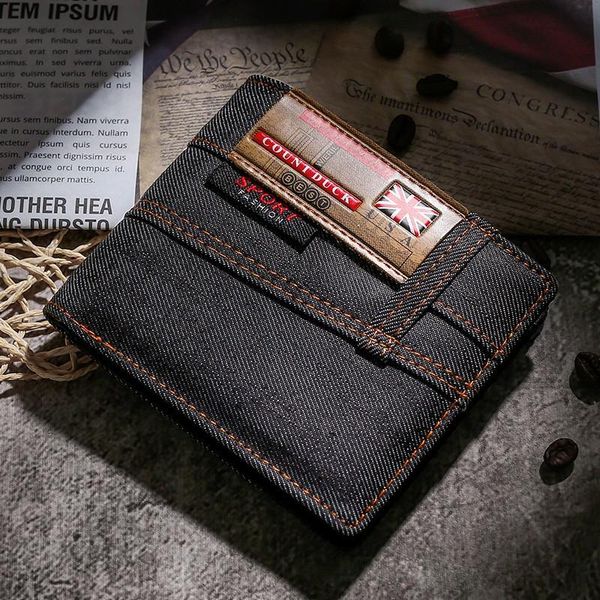 

wallets wallet men's quality short male zipper purses denim canvas carteras para mujer business card holder 2021 monederos, Red;black