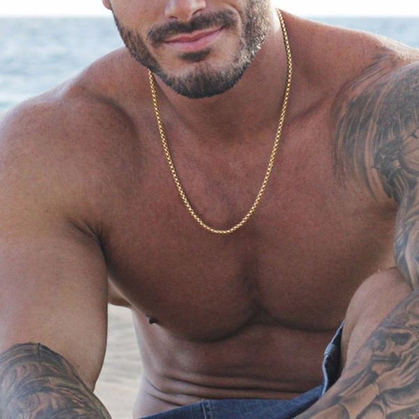 

3mm men's stainless steel thick golden link chain necklace for men gift boyfriend dad husband with 24inch, Silver