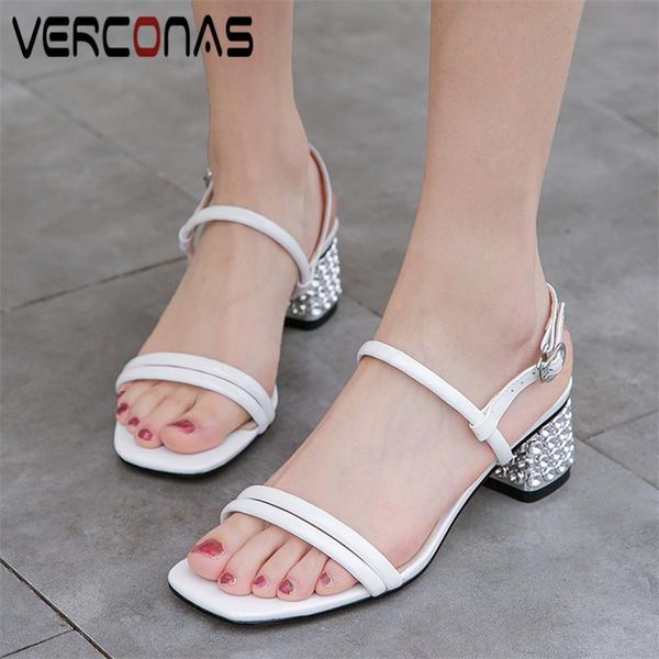 

women thick heel square toe concise brand design sandals heeled working shoes summer woman, Black