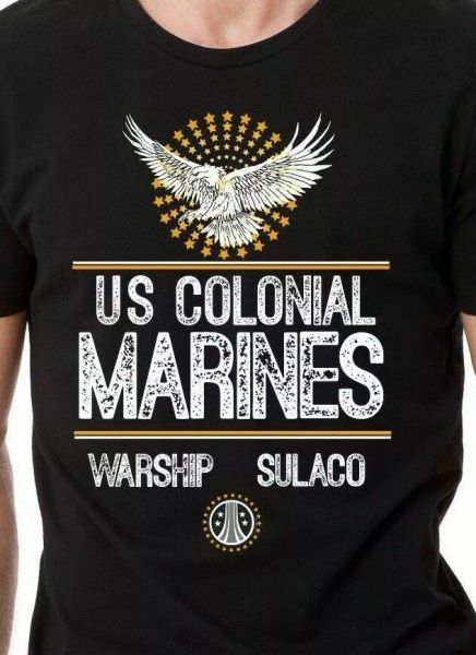 

aliens t-shirt colonial marines tee us sulaco warship attack bugs movie summer, White;black
