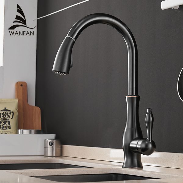 

kitchen faucets black single handle pull out tap hole swivel 360 degree water mixer 866011 zpc5