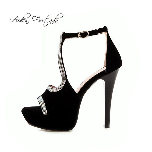 

arden furtado summer 2021 fashion trend women's shoes stilettos heels concise elegant sandals buckle big size 42 platform, Black