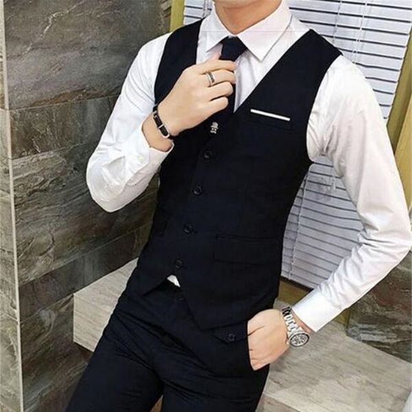 

men's vests black blue groomsmens vest wedding prom party waistcoat mens casual suit wear formal business male 1zi8, Black;white