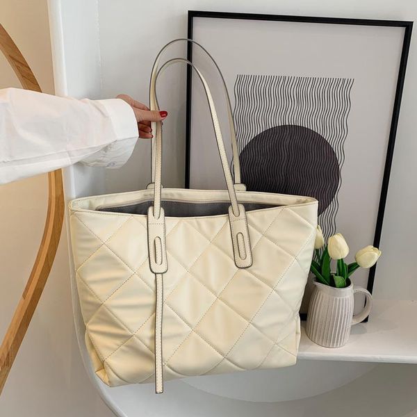 

evening bags summer high-capacity one-shoulder underarm ladies bag 2021 rhombic embroidery thread korean fashion soft leather tote