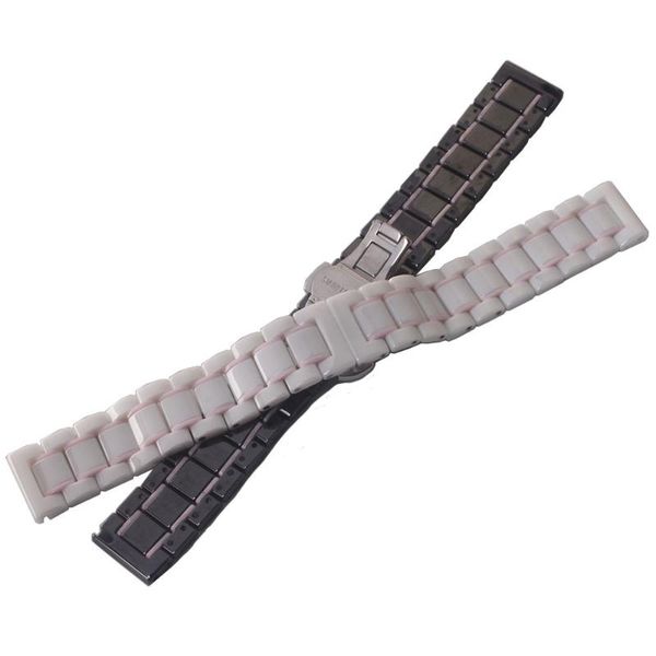 

watch bands replace watchbands luxury ceramic black with pink straps for mens womens wristwatch strap bracelet wristband belt polished, Black;brown