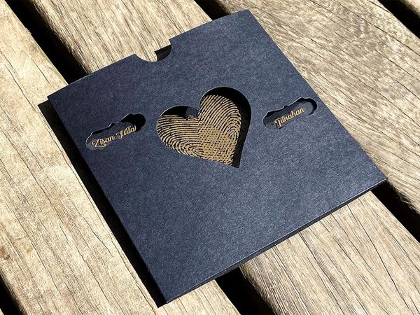 

pieces heart fingerprint transparent wedding invitation greeting cards